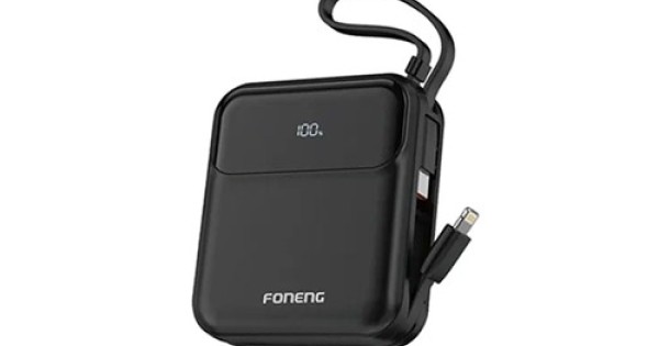 FONENG PX111 10000mAh Mini 22.5W Power Bank with 2 Built-in Cables